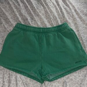 Aritzia Emerald Green Fleece Lounge Shorts